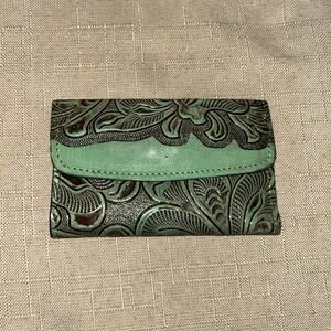 Turquoise Embossed Leather Wallet
